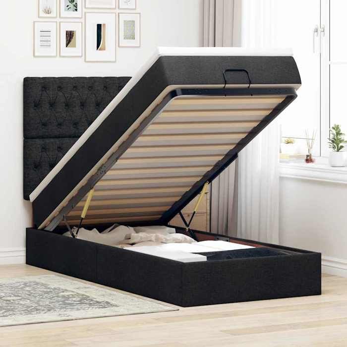 Maison Exclusive - Cadre de lit ottoman avec matelas noir 80x200 cm tissu