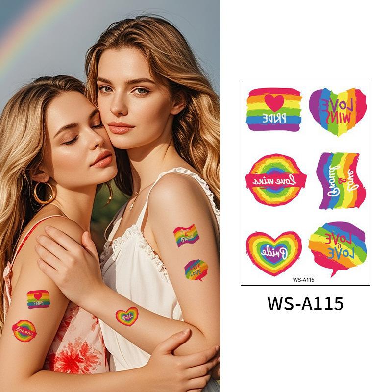 Rainbow Tattoo Stickers Love Color Prints Tattoo Rainbow Day Holiday Party Celebration Temporary Tattoo Stickers