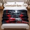 Car Racing Theme Soft Blanket Personalized Custom Name Text Print Warm Blanket Home Sofa Bedroom Decor