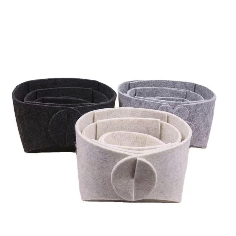 3Pcs Foldable Felt Storage Boxes Multi-Functional Home Organizer Baskets for Cosmetics, Stationery & Small Items