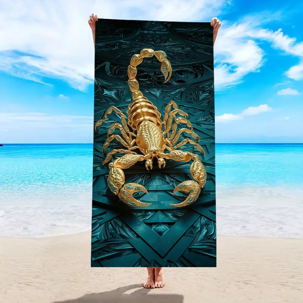 1pc Dolphin, Mermaid, Flamingo Pattern Ultra-fine Fiber Beach Towel, Quick Drying Absorbent Outdoor Swimming Beach Towel