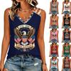 Women's Casual V Neck Sleeveless Tank Top with Patriotic Eagle Print 1776 2026 250th Anniversary USA Graphic Summer Shirt