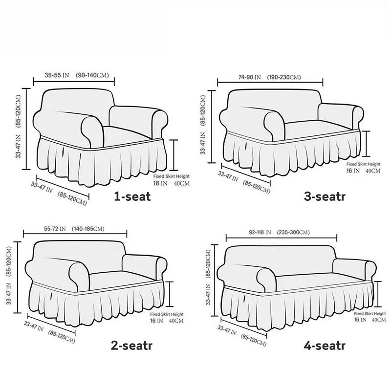 LANMOLIFE High Elastic Bubble Grid Sofa Cover 1/2/3/4 with Skirt Hem, All Season Universal Pet Anti Dirt
