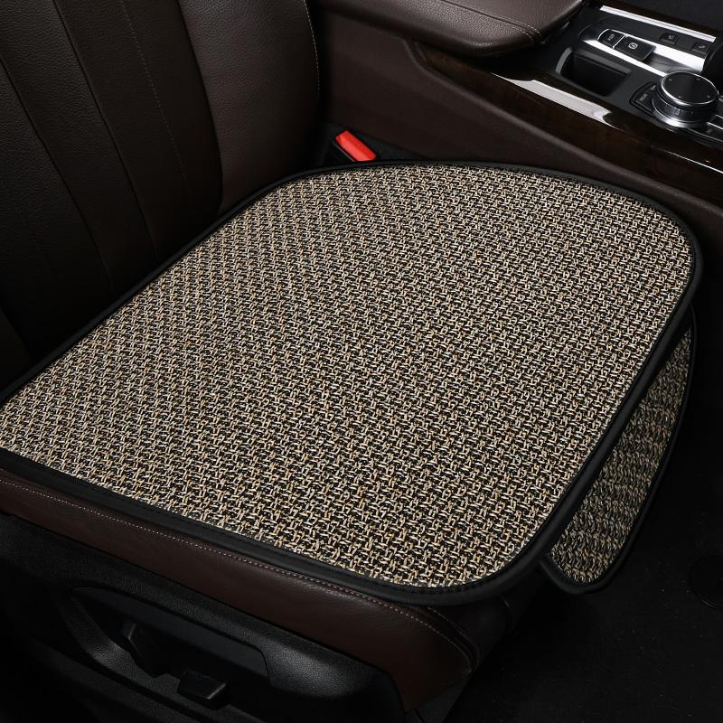 Flax Car Seat Covers Front Car Seat Cushion 3D Mesh Linen Fabric Seat Pad Protector with Head Backrest Car Accessories