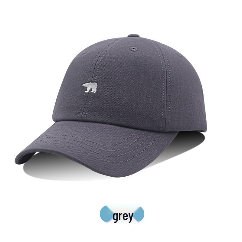 

Big Face Baseball Cap with Cute Bear Embroidery - Unisex Fashionable Duckbill Sun Hat Regular [55-59cm] сірий колір