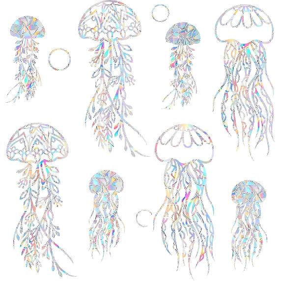 36PCS Circle Window Clings - Anti-Collision Window Decals To Save Birds from Window Collisions,Non Adhesive Prismatic Vinyl Window Clings, Rainbow