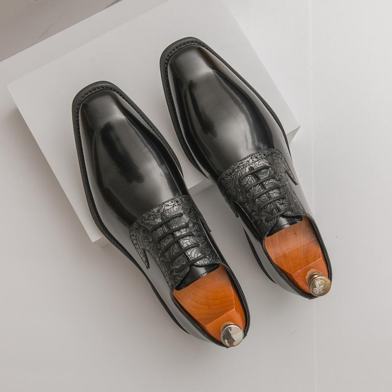 

Leather Shoes Men s Pointed Head Small Square Head British Men s Business Dress Leather Shoes Casual Wedding Groom Best Man Shoes 38