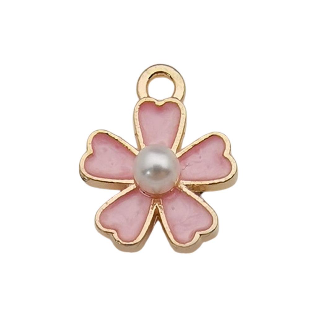 Pink Flower Oil Drop Korean Keychain & Bracelet Pendants
