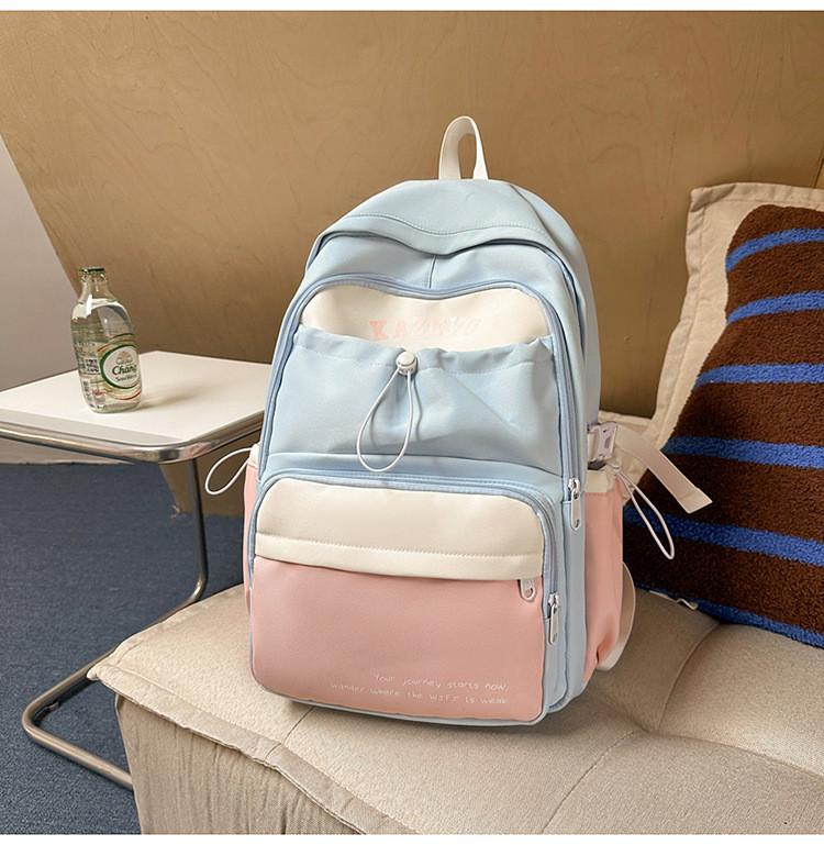 Trendy Backpack Nylon For Girls With Letter Print And Color Design Blocking
