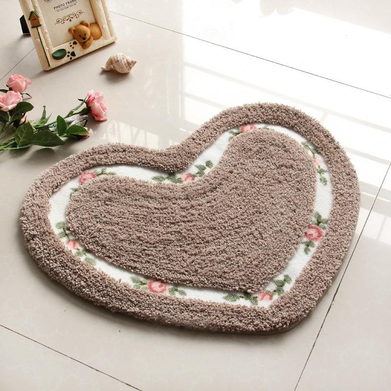 

Tufting Soft Carpet Love Heart Shape Bath Mats Toilet Rug Bathroom Non-Slip Abosrbent Floor Mat Lovely Girls Bedroom Decor Rug 45cmX50cm