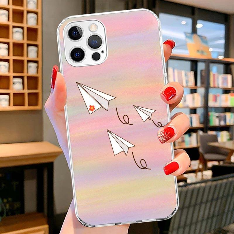 Paper Plane Airplane Fly Cover Phone Case For iPhone 16 17 Air 15 14 Pro Max 16E Phone Case 13 Mini 12 11 7 SE 8 Print Pattern F