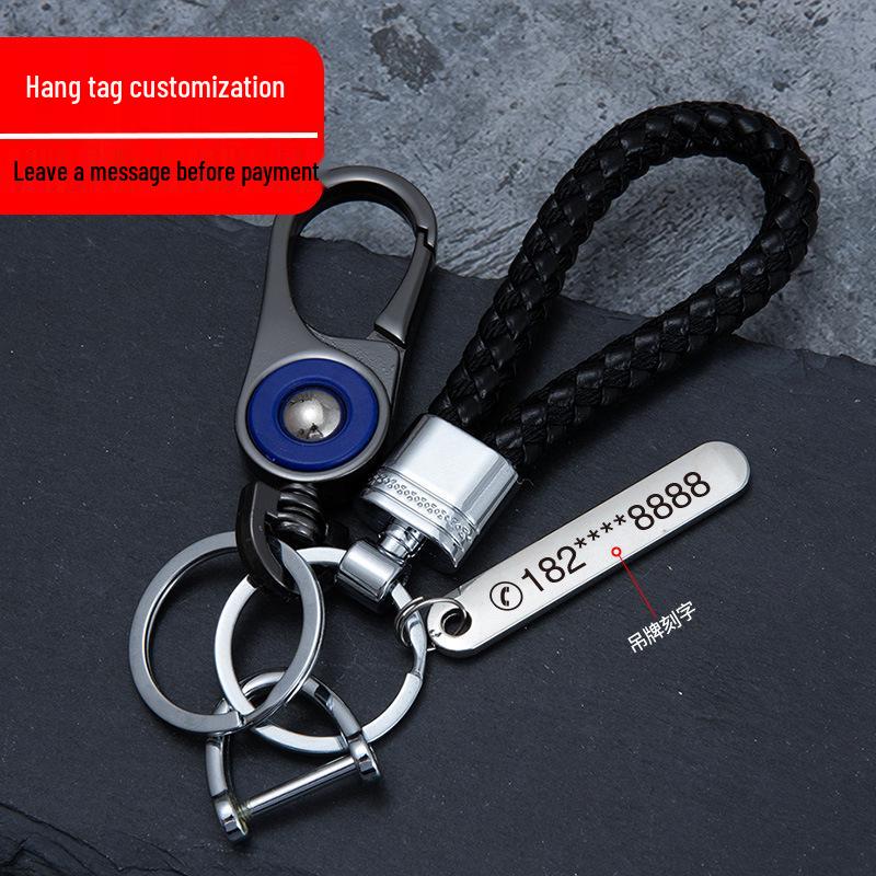 Men's High-End Woven Rope Keychain: Anti-Lost Key Ring for Cars & Motorcycles