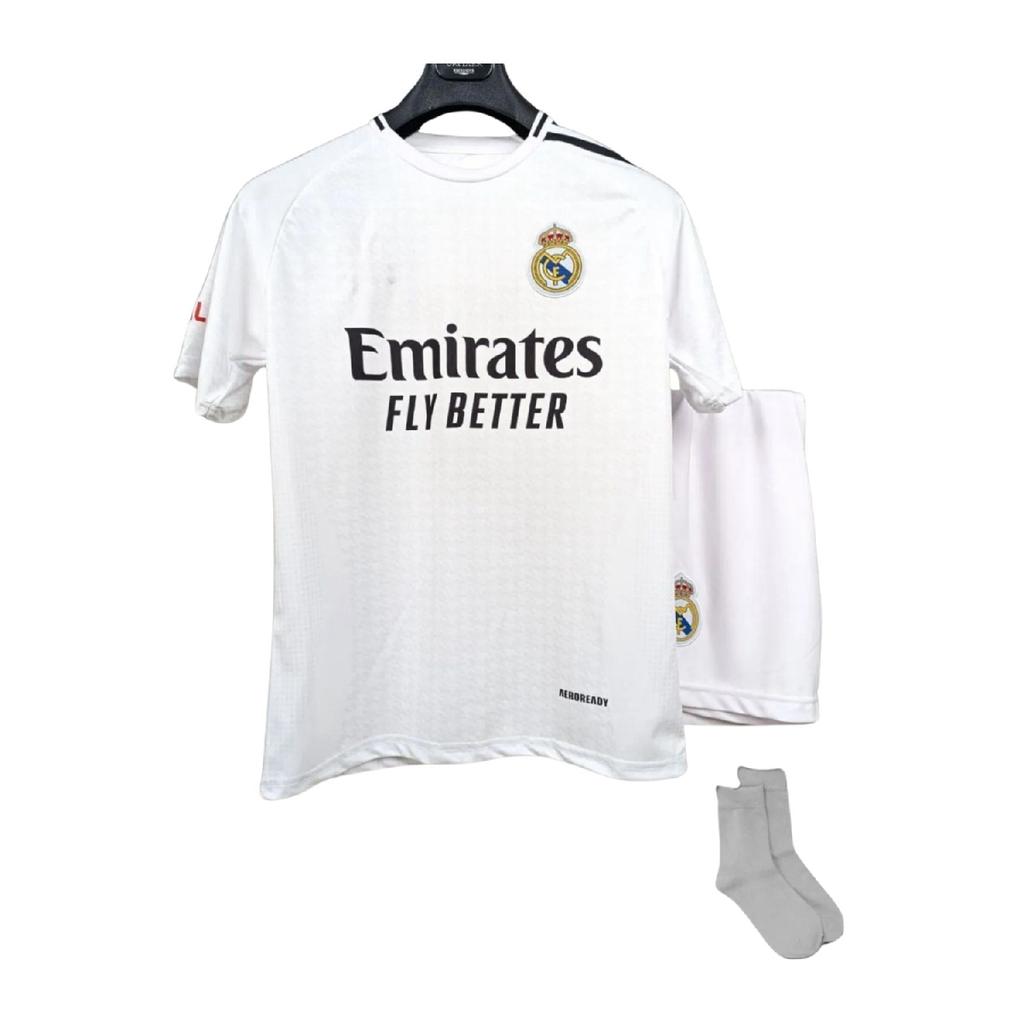 J. Bellingham Neue Saison, Weißes Kindertrikot (Trikot-Shorts-Socken-Armband) 4er-Set