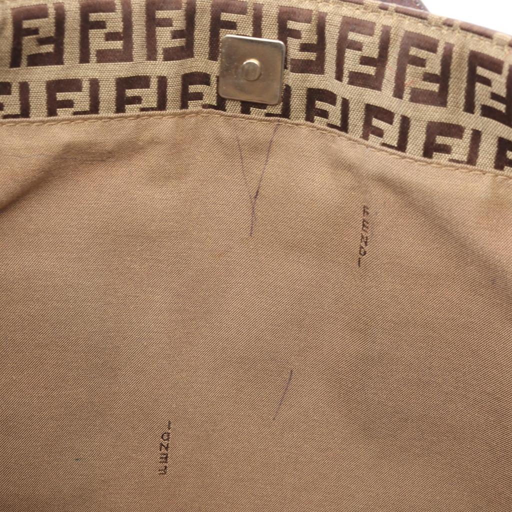 Used FENDI Zucchino Tote Bag 8BH162 canvas leather Beige Brown Used Women