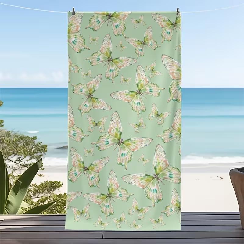 Romantic Butterfly Print Beach Towel Quick Sand-Free Elegant Butterfly Pattern Towel for Summer Beach Swimming Camping