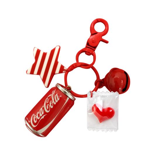 Key Chain Delicate Craft Cartoon High Simulated Funny Couple Accessory Decorative Portable Red Cola Bottle Keychain Car Pendant