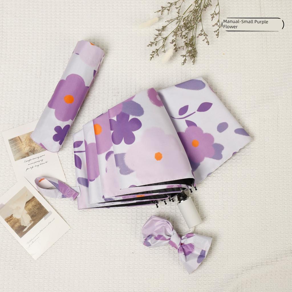Umbrella Female Oil Painting Cute Black Glue Sun Shade Rain Dual-Use Automatic Foldable Ins Sun Umbrella Sun Protection UV Protection