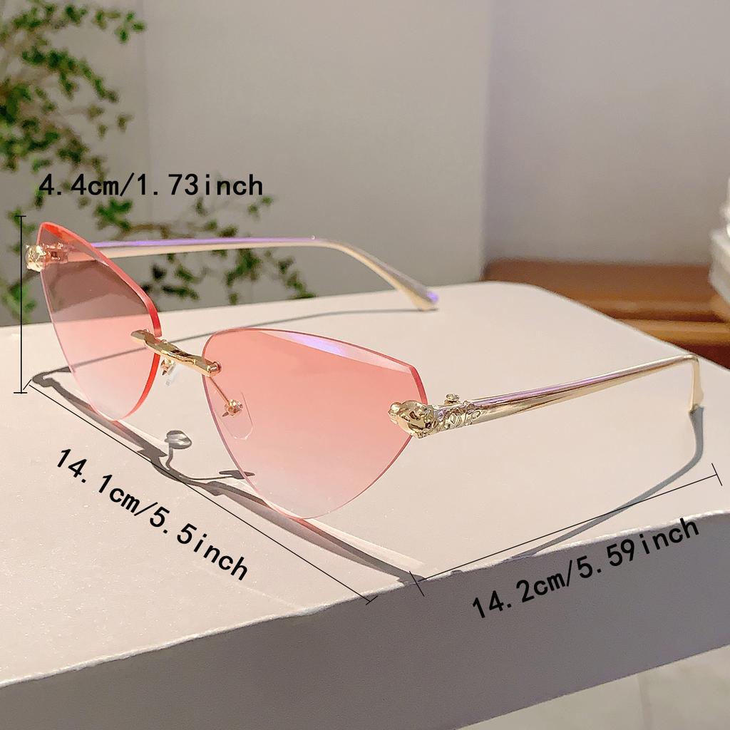 Retro Metal Rimless Triangle Sunglasses Women Luxury Brand Beach Gradient Sun Glasses Ladies Fashion Decor Pink Shades