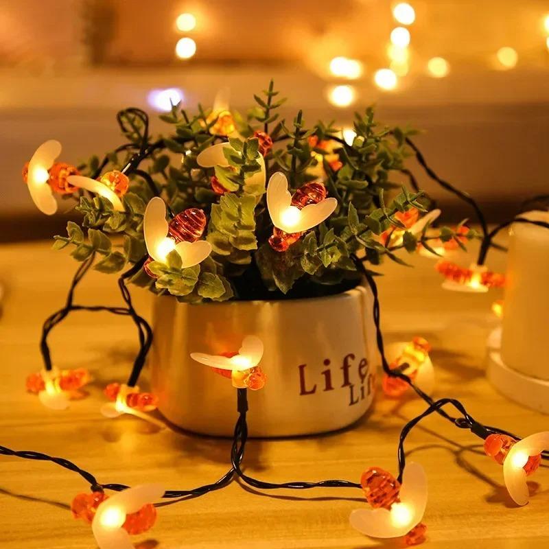 20/50/100 LED Solar Niedliche Biene Fee Lichterkette Gartenlichter 8 Modi Außenbeleuchtung für Blumenzaun Weihnachten Hochzeitsdeko