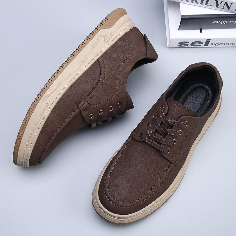 2025 autumn new men's shoes comfortable and breathable versatile casual leather shoes men's leather British fashion retro board shoes