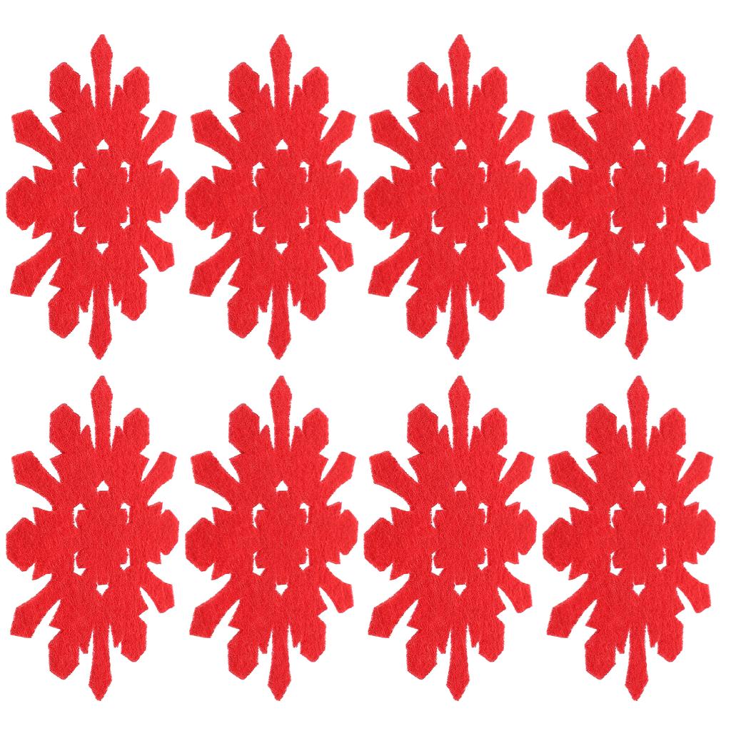8Pcs Snowflake Felt Coasters Christmas Cup Mats Thick Heat Resistant Drink Mats Party Favor Table Protector for Home