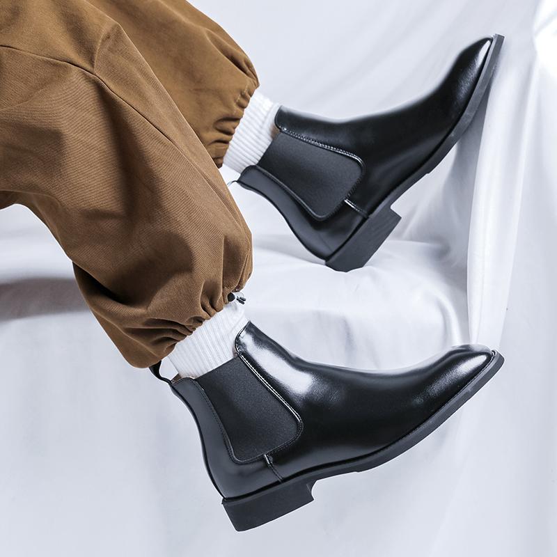 Leather Low Top Shoes Men Luxury Brand Chelsea Male Boots Pointed Toe Men's Business Boots New Arrival Men Casual Shoes