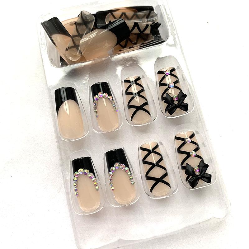 24 pcs/set Press on Nails Long Red Star Nail Girls Sexy Nail DIY Bridal Tip Daily Reusable Sexy Fake Nails Art For Women Decoration