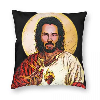 Heiliger Keanu Lustiges Jesus Kissenbezug Beidseitiger Druck Polyester Kissenbezug Dekorationen Kissenbezug Zuhause Quadratisch
