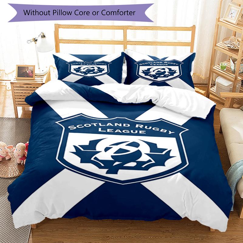 3pcs Scotland Rugby Bedding Set Duvet Cover Closure Includes 1 Duvet Cover & 2 Pillowcases, Soft and Comfortable for All Seasons.