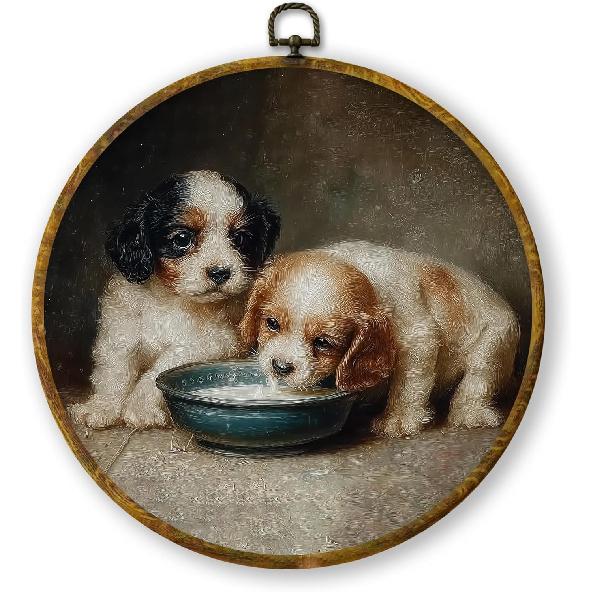 QZQE Vintage Western Cowboy Oval Wall Art Decor Framed, Rustic Country Cowboy Rodeo Oval Canvas Prints, Retro Western Horse Wall Hanging Decor for