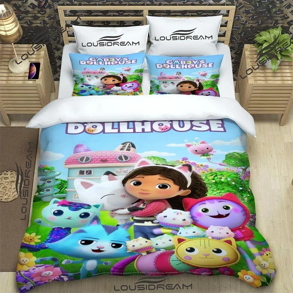 Cartoon Gabby'S Dollhouse Bedding Set For Bedroom Soft Bedspreads For Bed Linen Comefortable Duvet Cover Quilt And Pillowcase