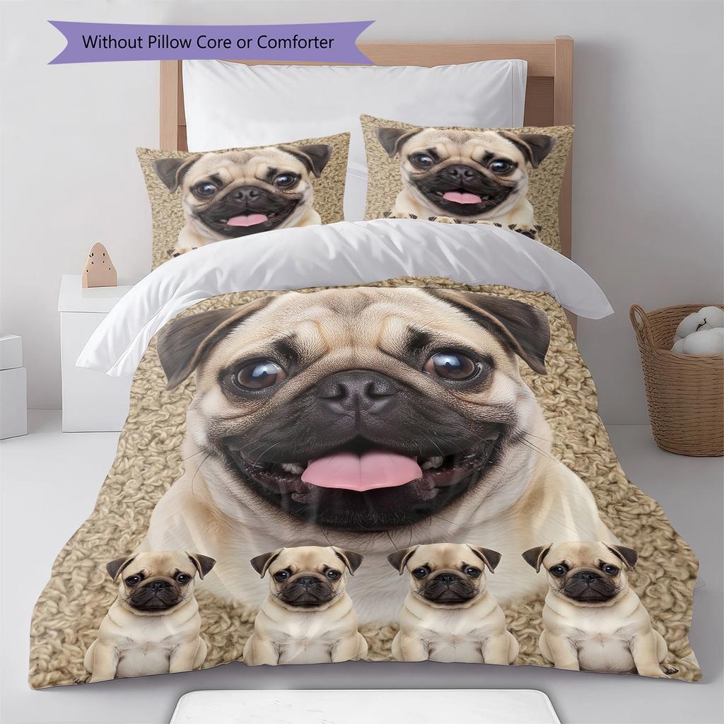 Bulldog Pattern Bedding Quilt Set Quilt Cover Pillowcase Home Decoration Gift (1 * duvet cover + 2 * pillowcase, without core)