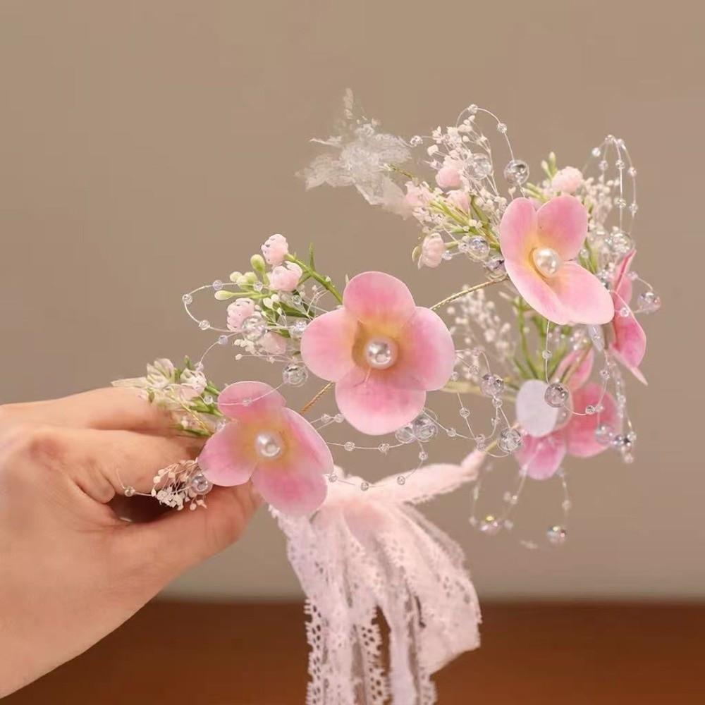 Lace Bow Flower Butterfly Headband Rhinestone Decor Lolita Headband Elegant Pearl Headband Kids