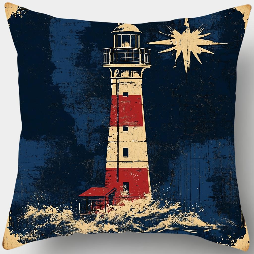 Vikama Theme Is Navigation, And It Has Designed Lighthouses, Anchors And Compasses. Comfortable Home Decoration Pillowcase