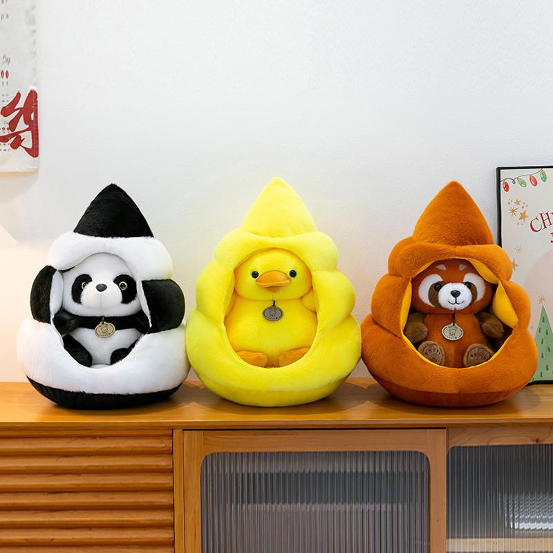 Pet Plush Toy Cartoon Raccoon Panda Duck With Pp Cotton Filling For Kids And Giftgiving