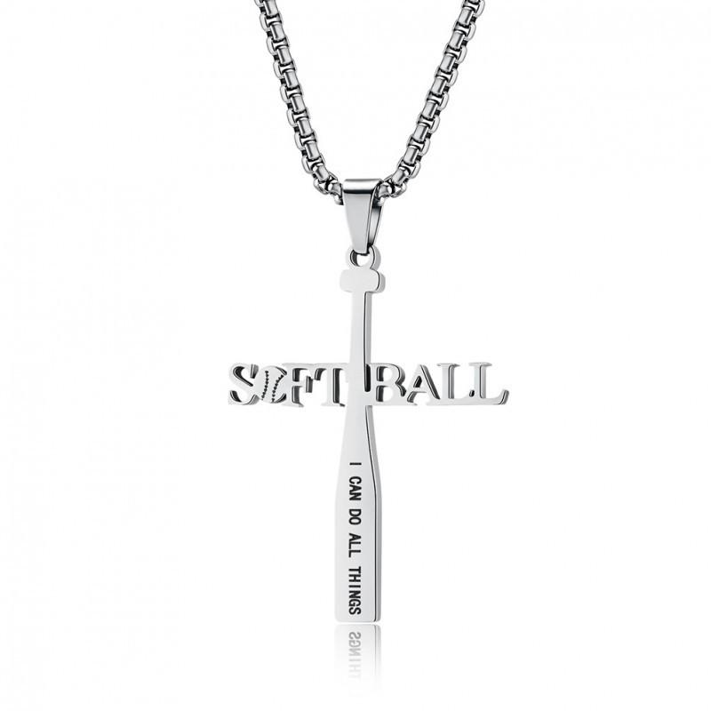 

Ins Sports Style Titanium Steel Baseball Necklace Gold Softball Letter Pendant 2026 New Edition Will Not Fade