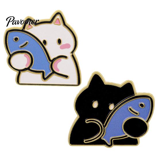 Enamel Badge Pin Holding Fish Cartoon Cat Brooch, Kitten Alloy Pin, Women Animal Jewelry Clothing Accessories for Backpacks Hats Scarves Jackets