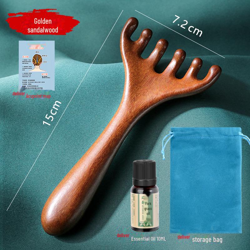 Sandelholz Geweih Massagegerät: Fünf-Klauen Kopfhaut-Therapiekamm