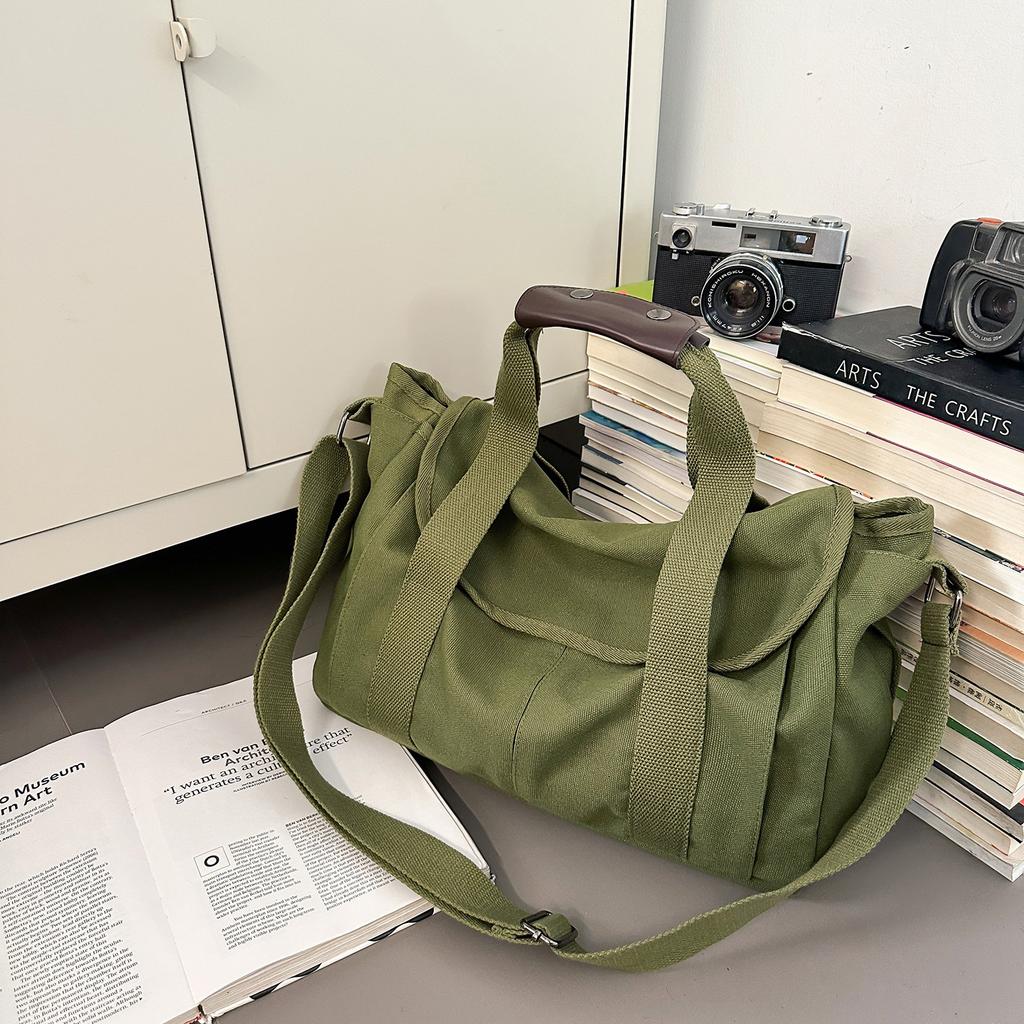 Retro Canvas Bag Casual Messenger Bag Men's Light Commuter Shoulder Bag Large Capacity Student Class Bag