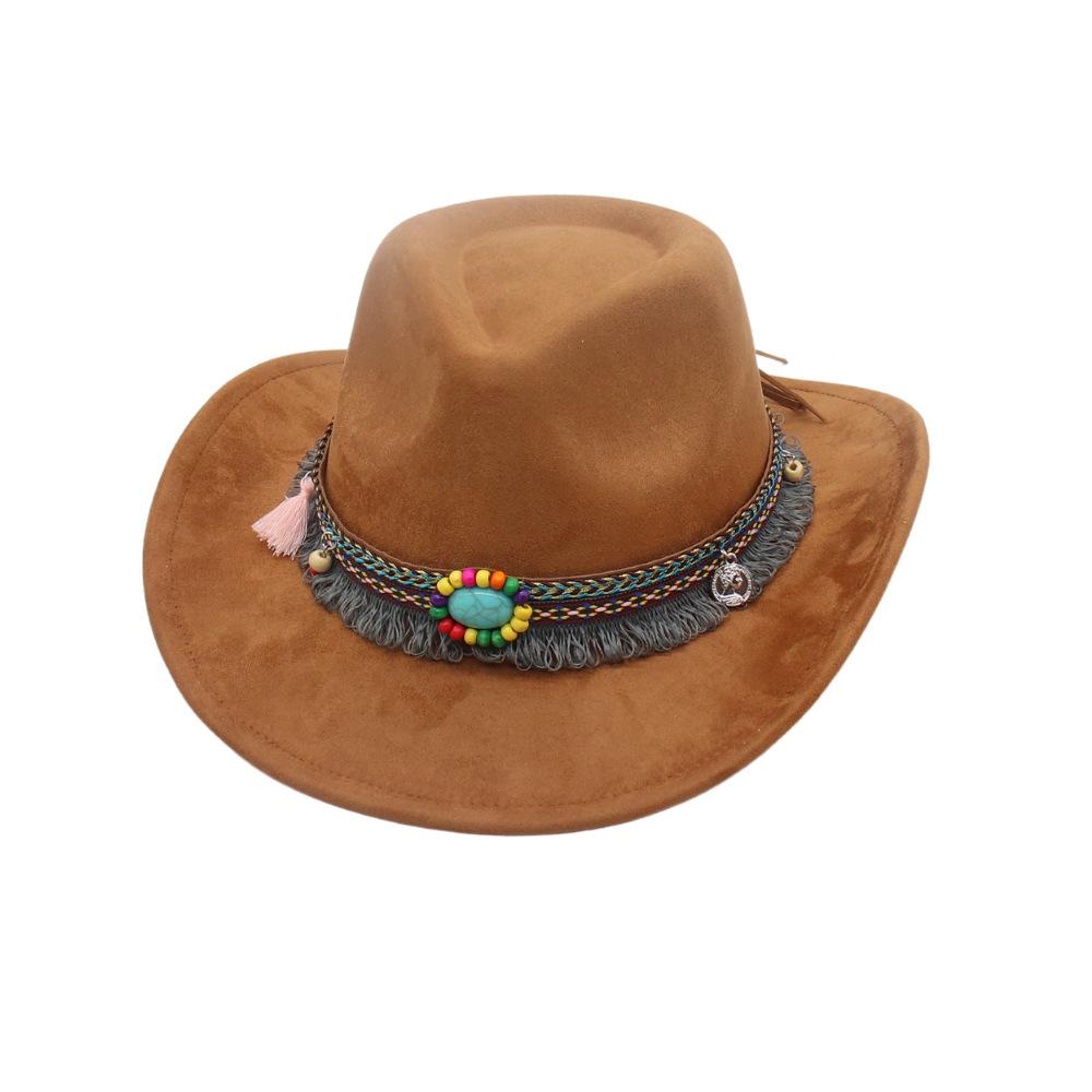 Ethnic Style Accessories Upturned Edge Felt Cowboy Hat Ethnic Style Suede Performance Dance Jazz Top Hat