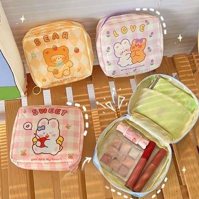 Cute Cartoon Small Cosmetic Bags Lipstick Makeup Organizer Case Mini Sanitary Napkins Travel Earphone Coin Storage Bag Pouch