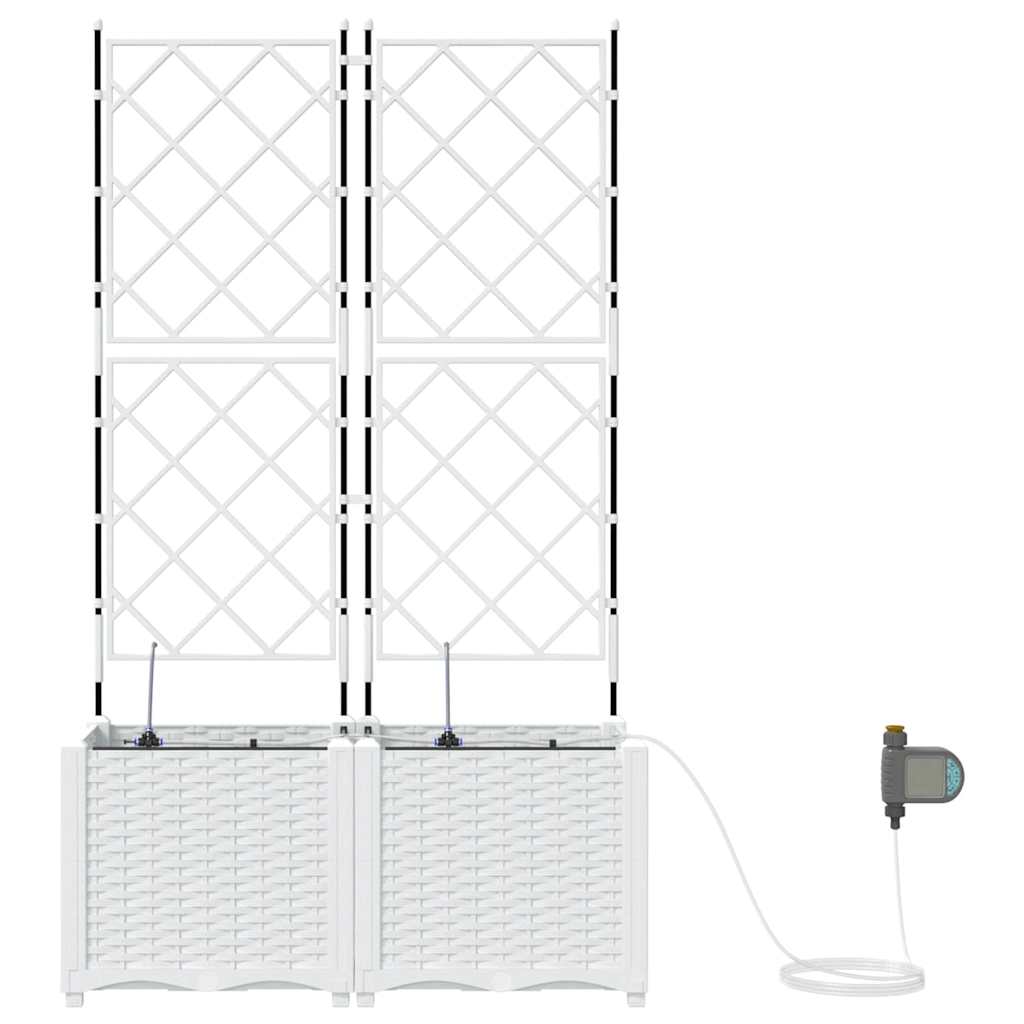 Garden Planter 2 Pcs White 80 X 40 X 142 Cm Plastic