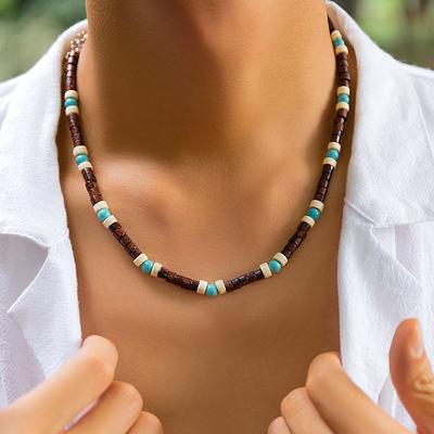 Trendy Small Wood Beads Necklace Men Vintage Short Beaded Chain Choker Necklaces 2026 Fashion Jewelry Collar On Neck Accessories