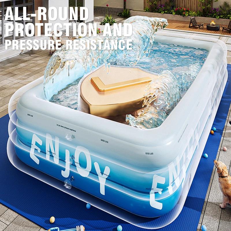 Inflatable Pool 3/2.6/2.1M Large Family Pools Swimming Pool with Canopy Children's Outdoor Removable Basen Toys for Kids Adult