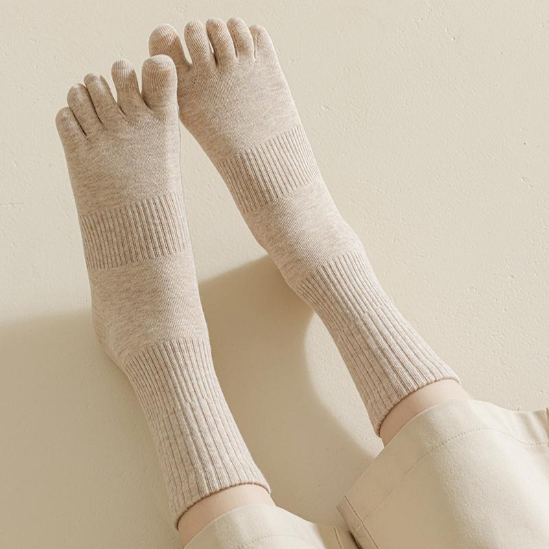 5 Perechi Șosete Femei Cinci Degete Bumbac Pur Culoare Solidă Dama Degete Separate Șosete Sport 2025 Primăvară Toamnă Șosete Degete