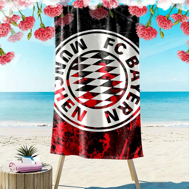 FC Bayern Munchen Print Beach Towel, Large Soft Quick Dry Towel for Beach Camping Swimming