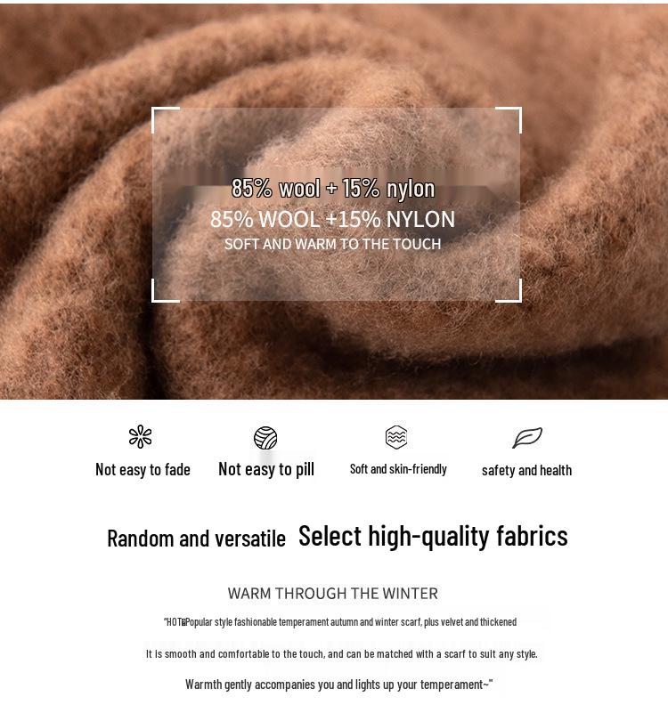 100% Wool Scarf: Autumn/Winter Korean Style, Warm & Versatile Women's Shawl