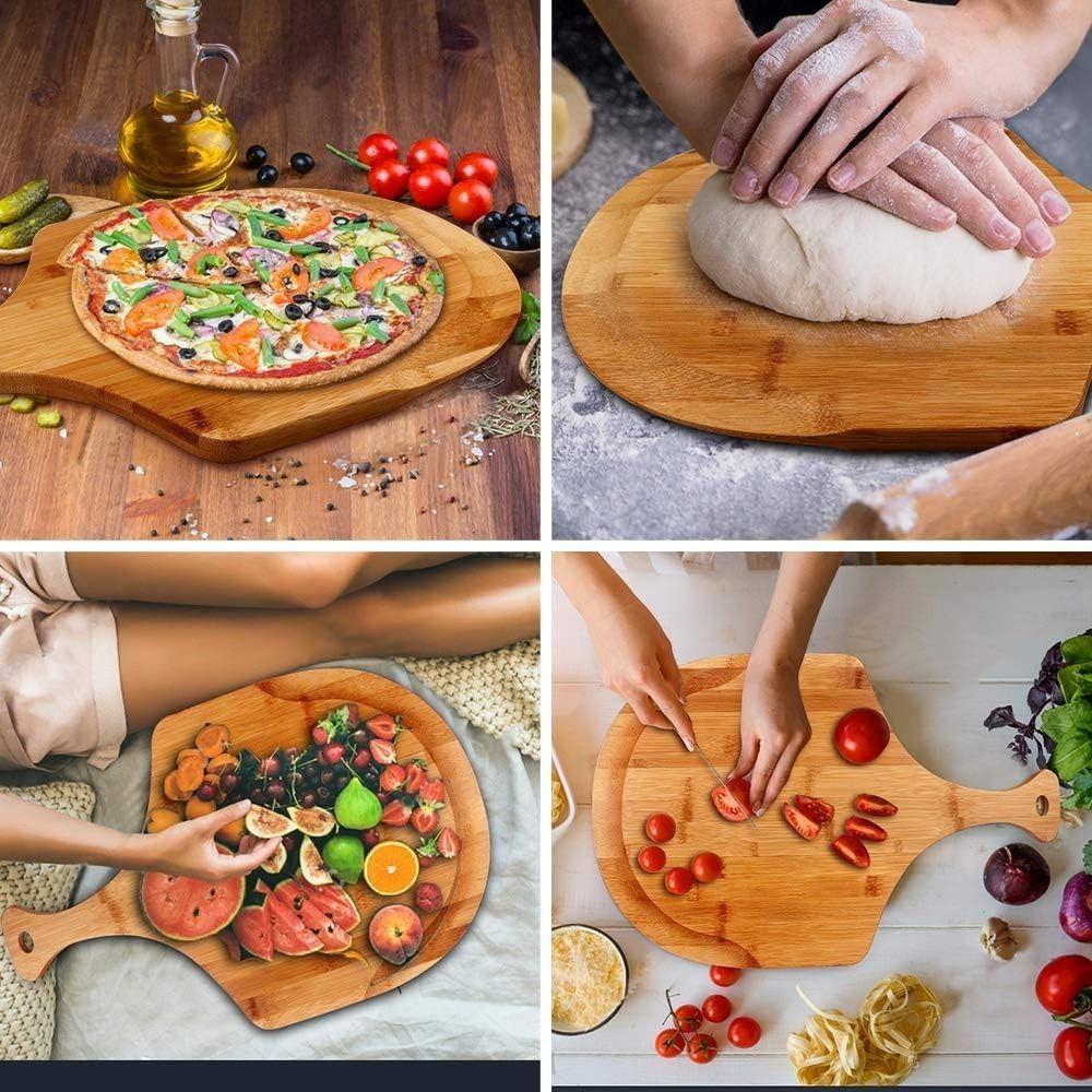 Nonstick Pizza Peel Smooth Long Handle Bamboo Pizza Cutting Board Cheese Serving Tray Baking Tool