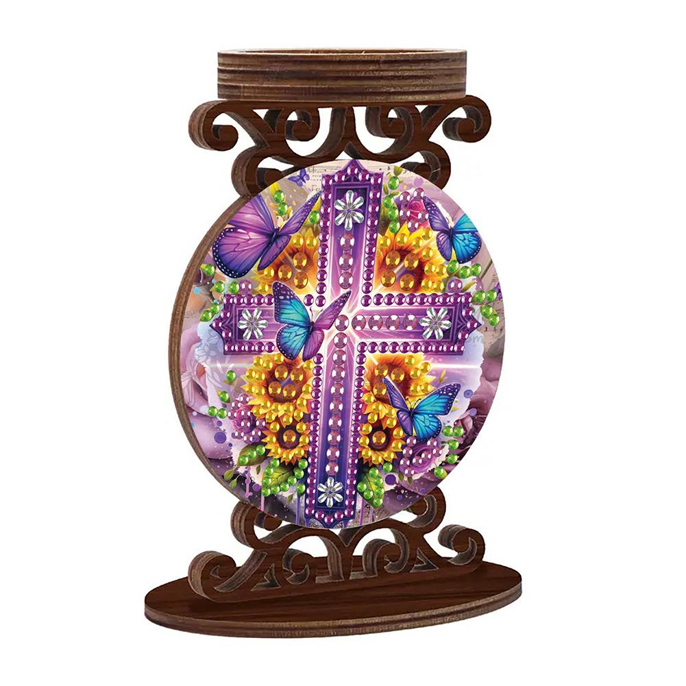 

Wooden Desktop Diamond Art Candle Holder Diamond Painting Desktop Tea Light Candle Holder for Home Decor Unique Artistic Gift