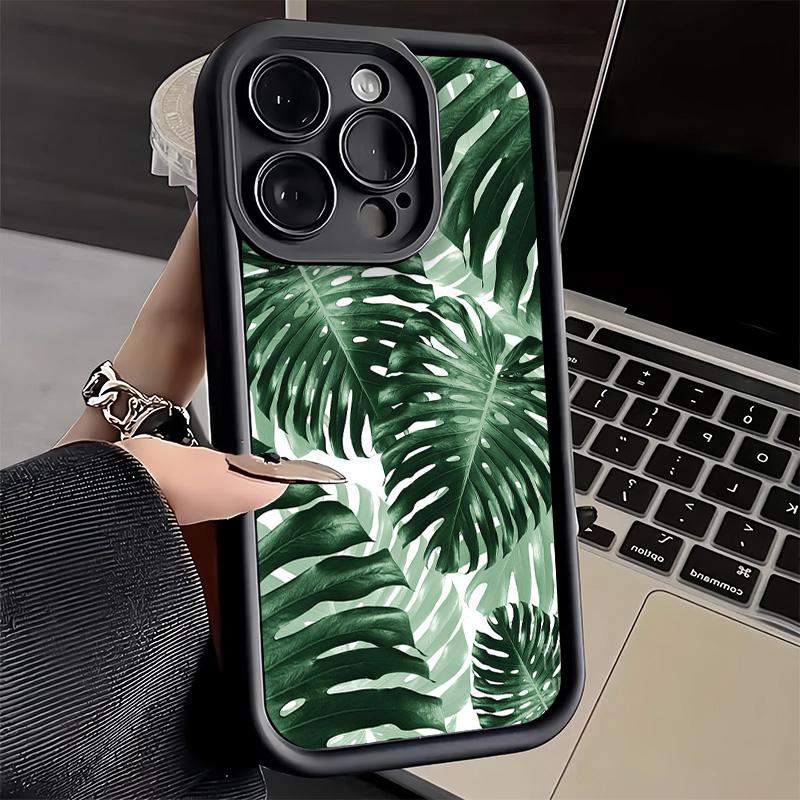 Phone Case for iPhone 17 Air 16E 15 16 Pro Max Summer Plants Green Leaf Cover 14 Plus 13 12 Mini Soft Shell Silicone Fundas